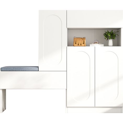 PLACARD Élégant Fonctionnel Rangement Chaussures Particle Board Blanc 130.00 x 35.00 x 110.00