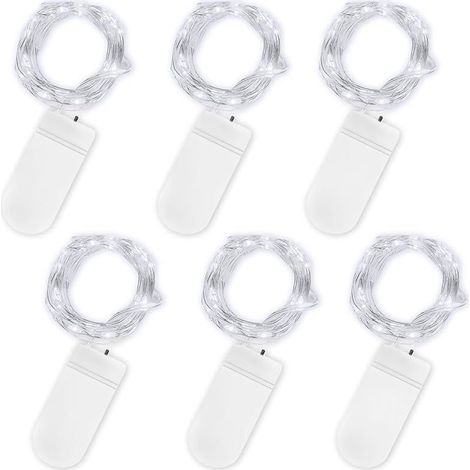 LED Mini Lichterkette mit Batterie, 6x20er Micro Lichterkette außen Batterie, 2M DIY kleine Lichterketten Wasserdicht für Party Hochzeit Weihnachten Beleuchtung Deko (Kaltweiß, 6 Pack) (1/5)