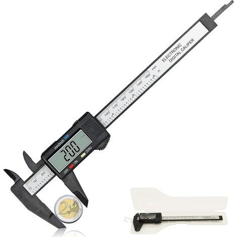 Pied à Coulisse Numérique Fibre de Carbone Ecran LCD Mesure Rapide et Précision 0,1 mm Fonction Remise à Zéro Mesure de Diamètre Calibre (1/5)