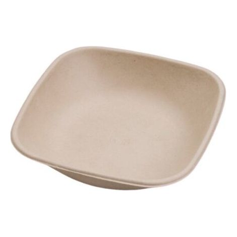 Assiette jetable carrée Nature 500 ml en cellulose - 125 pièces - Ecobioshopping (1/3)