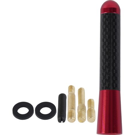 Car modification 3.5/8cm aluminum radio antenna, universal carbon fiber antenna, decorative item - red (1/4)
