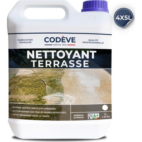 Nettoyant Terrasse - 4x5 L - Codeve Bois - Pour Traiter Une Terrasse, Pavé, Carrelage, Dalle, Pierre Ou Béton. (1/5)