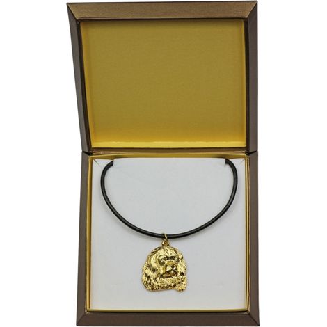 Collar con colgante de perro Cavalier King Charles Spaniel en caja de regalo, colgante chapado en oro para amantes de los perros, impresionante joyería de Art-Dog. (1/5)