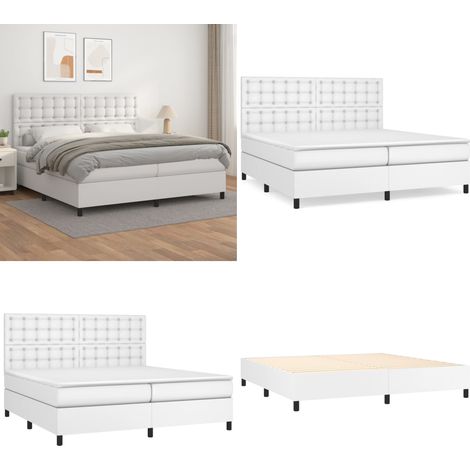 Boxspringbett mit Matratze Weiß 200x200 cm Kunstleder - Boxspringbett - Betten - Doppelbett - Weißes Bett - Kunstleder Bett - Home & Living (1/5)