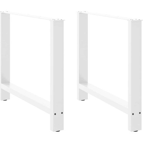 Lot de 2 pieds de table à manger ajustables noir 90 x 73 cm en acier thermolaqué blanc