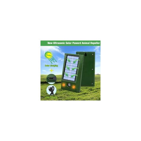 Destructeur de rongeurs à ultrasons pour usage extérieur – Lumière LED rouge et blanche clignotante pour éloigner les oiseaux et repousser les chiens et les chats dans le jardin, sur la terrasse ou da (1/4)
