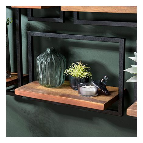 SIXTINE - Étagère murale plateau 50x25cm bois teck recyclé marron (1/5)