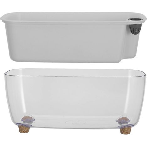 Pot de fleurs transparent à arrosage automatique, conception à double couche, petit pot de fleurs avec système d'arrosage automatique, adapté à la décoration intérieure. (1/5)