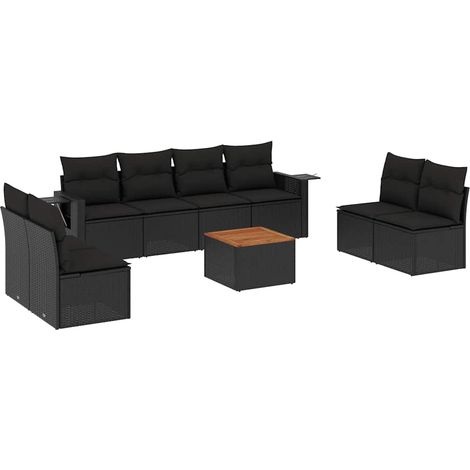 Maison Exclusive - 9-tlg. Garten-Sofagarnitur mit Kissen Schwarz (1/3)
