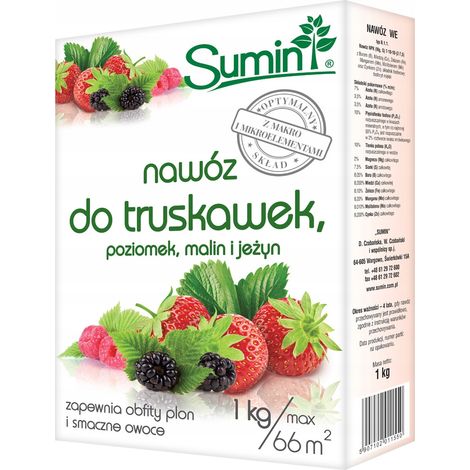 SUM77 Fertilizzante Sumin per fragole, fragole selvatiche, lamponi e more, composizione ottimale, 1 kg (1/3)