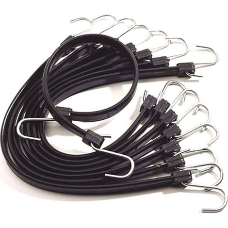 15 Inch Long Elastic Bungee Cord with Hook, High Strength Elastic Rope, 8 Pack (1/5)