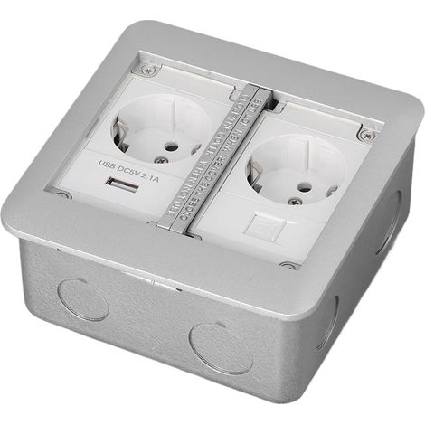EU-Multifunktionssteckdose mit 2 Ausgängen, flammhemmend, wasserdicht, Einbausteckdose, 250 V, dunkelgrau (1/5)