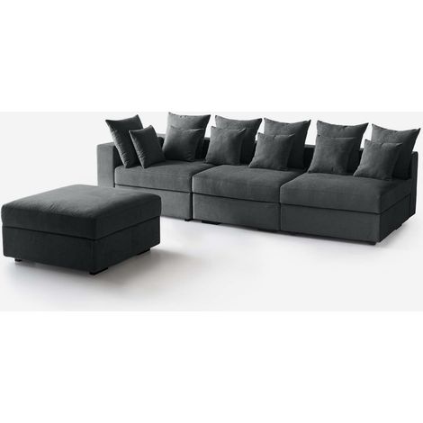 Divano 3 posti modulare chaise longue cuscini Made in Italy Cortina B SX - Grigio (1/5)