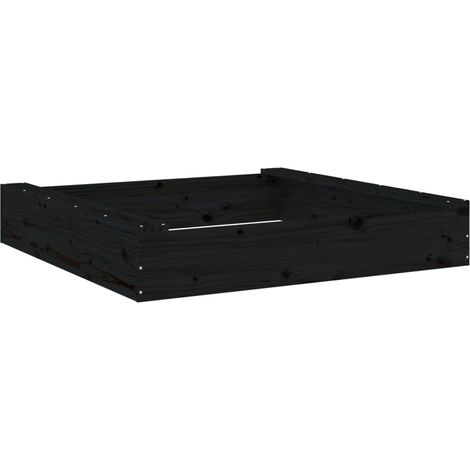 Arenero zona de juegos infantil jardín exterior con asientos cuadrados madera maciza de pino negro 020041526