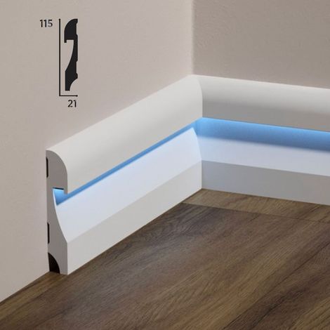 Battiscopa BC incasso LED in POLIMERI FeelingWood-HD 115x21mm - BIANCO (prezzo al metro)