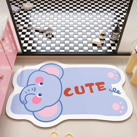 Paillasson de salle de bain, tapis de sol antidérapant dopaminergique à motif animal de dessin animé, tapis de toilette absorbant, 40 × 60 cm (1/5)