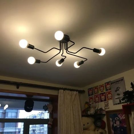 Plafonnier Industrielle,6-Lumières Lampe Plafond en Métal pour Salon Chambre Cuisine (1/4)