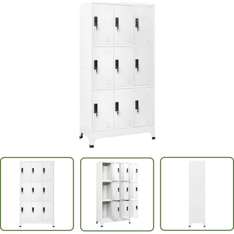 The Living Store Armoire à casiers Blanc 90x45x180 cm Acier - Armoire À Casiers - Meuble De Rangement - Armoire Métallique - Armoire Blanche - Armoire Scolaire (1/5)