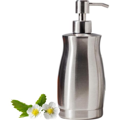 Distributeur de savon en acier inoxydable brossé - Résistant à la rouille et étanche - Avec entonnoir - 400 ml - Pour plan de travail de cuisine et de salle de bain (1/3)
