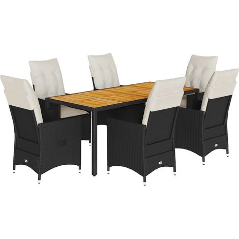 Maison Exclusive - 7-tlg. Garten-Essgruppe mit Kissen Schwarz Pol (1/5)