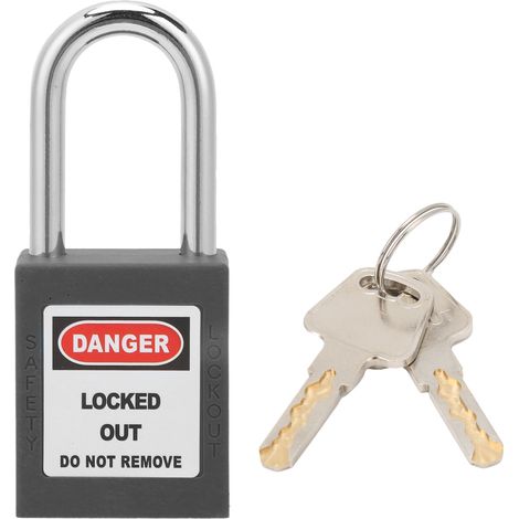 Cadenas de sécurité de 3,8 cm (1,5 po) avec cadenas isolé pour poutre en acier et 2 clés, pour l'industrie et la fabrication de machines (noir). (1/5)