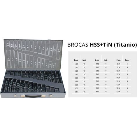 MALETIN BROCAS DIN 338N HSS+TIN (Titanio) 1-13 x 0,5 MM.