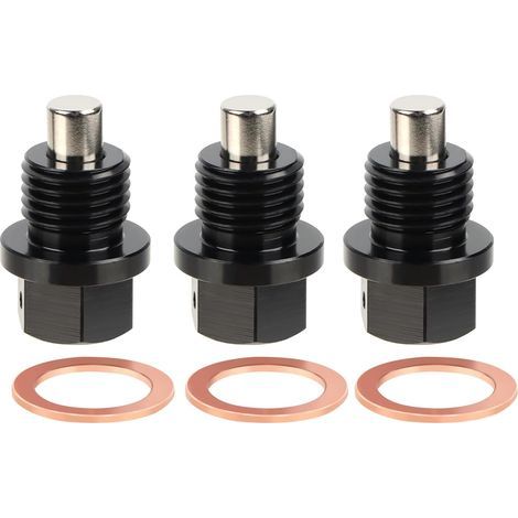 Magnetic drain plug, set of 3 M14x1.5 cm Magnetic crankcase drain plug gasket, Crankcase drain adapter with magnetic gaskets, Car oil drain plug screw kit, Plug (1/5)