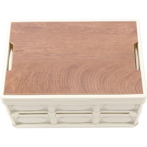 Boîte de rangement blanche 30L pliable, organiseur en plastique avec couvercle, grande capacité pour voiture et maison (1/5)
