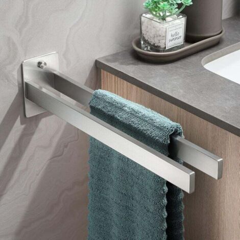Badezimmer-Handtuchhalter, doppelte Handtuchstange, Wandmontage, gebürsteter Edelstahl 304, silberfarben, für Badezimmer, Küche