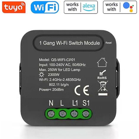 QS-WIFI-CP01 Tuya WLAN-Intelligentes Schaltermodul, Intelligentes Heimschalter-Umwandlungsmodul, 1-fach