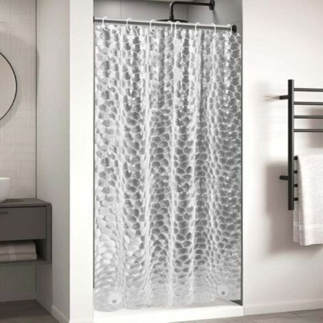 Rideau de Douche Anti Moisissure 120 x 180 cm EVA Rideau de Baignoire Imperméable Lavable Rideau de Bain avec 8 Anneaux Rideau de Salle de Bain (1/4)