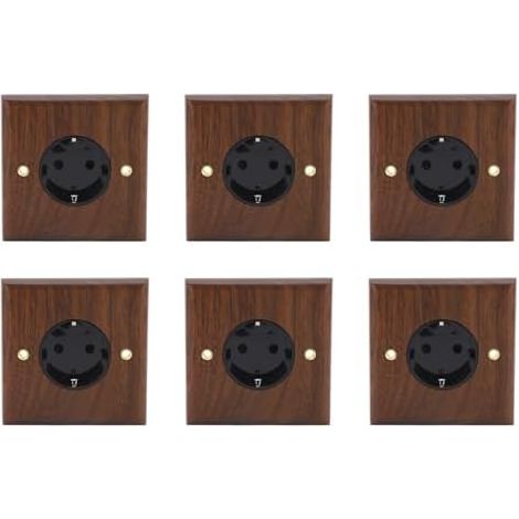 6Pcs Prises Standard 16A 86 x 88 mm Murales en Noyer Noir Rétro Fabriquée à la Main pour la Décoration de la Maison Montage Horizontal Fixation à Griffes Vis (1/5)