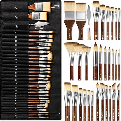 Lot de 30 pinceaux professionnels pinceaux pour peinture acrylique, huile, aquarelle, gouache fournitures artistiques (1/5)