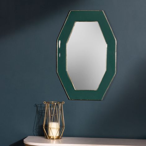 Miroir Mural octogonal encadré, Bleu Sarcelle, 39 x 59 x 2 cm (1/5)
