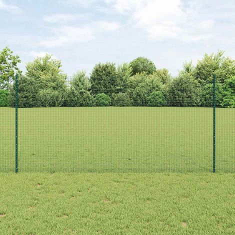 Zaun mit Pfosten Grün 1,2 x 25 m Stahl und PVC