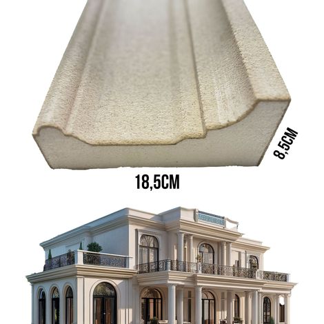 €15,99ml  STOCK  Pacco da 16ml di cornice decorativa in XPS Resinata per esterno 18,5X8,5X200cm PD130