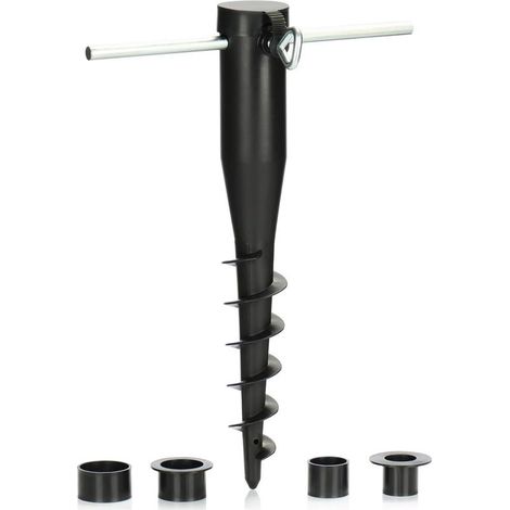 Support de Parasol en Plastique - Manchon de Sol - Base pour parasols - Piquet de Terre - 25 à 45 mm (Noir) (1/5)