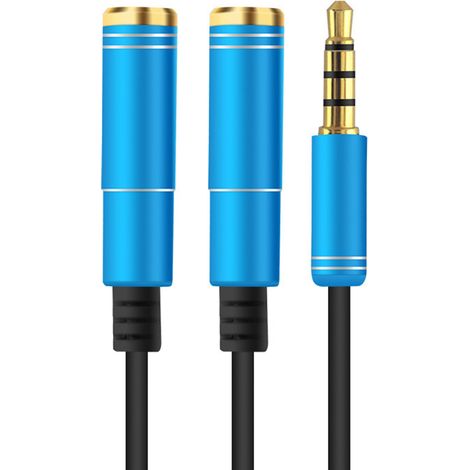 Câble séparateur audio 3.5mm mâle vers 2 prises femelles avec microphone, adaptateur aux de rallonge 3.5mm (1/5)