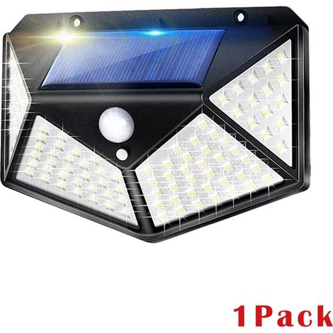 (1 paquet NOIR) Lampe solaire murale extérieure, 3 modes d'éclairage, angle d'éclairage de 270°, étanche IP65, détecteur de mouvement, éclairage de sécurité sans fil (1/5)