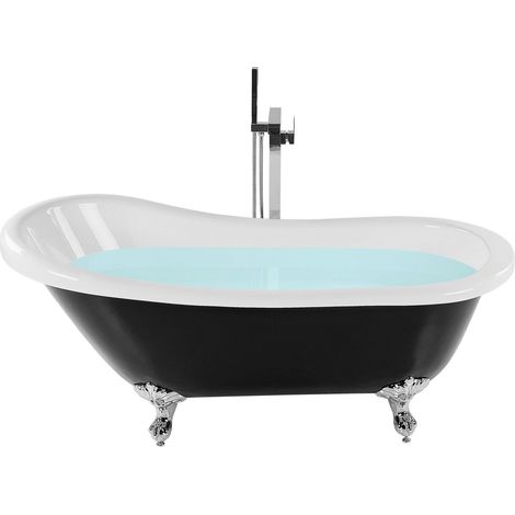 Freistehende Badewanne CAYMAN 170 x 76 cm Schwarz / Weiß