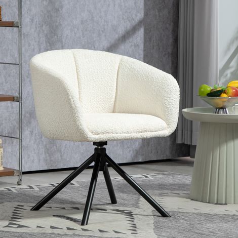 Sillón lounge 58.5x59x78.5 cm blanco crema en poliéster con giro 360° y reposabrazos (1/5)