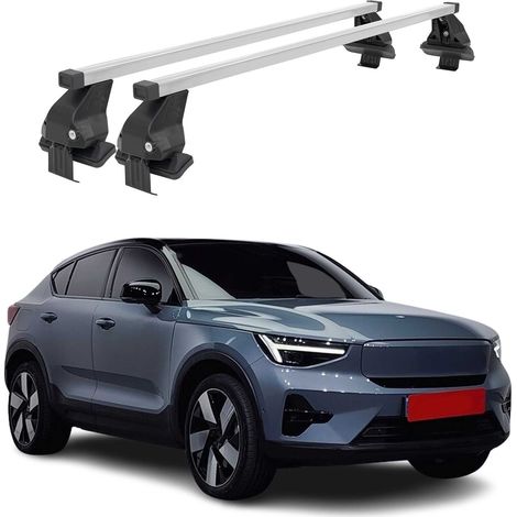 OMAC Dachträger Querträger Stahl für Volvo C40 Recharge 2022-2026 – Abschließbar – City-Crash-getestet – DIN 75302:2019 – ISO/PAS 11154:2006 – Max. 50 kg Silber (1/5)