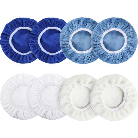 Ensemble de 8 bonnets de polissage pour voiture, en microfibre de coton et laine, avec housse de protection pour polisseuse de voiture de 15 cm