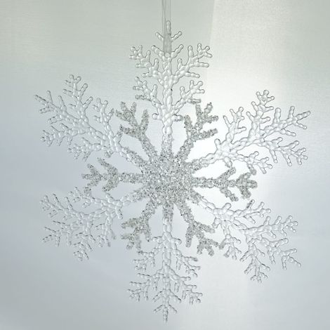Weihnachtsdeko Schneeflocke Transparent & Silberfarben Ø 21 cm - Kunststoff (1/5)