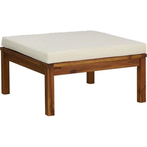 Maison Exclusive - Hocker mit Cremeweißem Kissen Massivholz Akazi