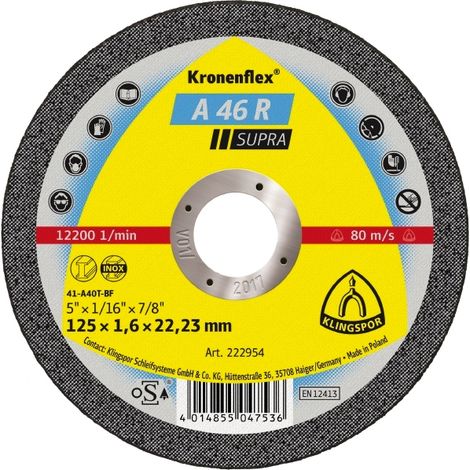 Disque de coupe A 646 R 125x16mm gera. Klingspor (1/2)