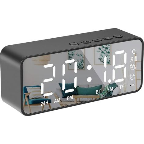 Réveil intelligent numérique écran LED multifonction Bluetooth 5.0 miroir haut-parleur pour chambre (1/5)