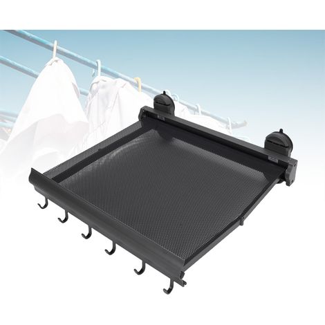 17,3 Zoll (44 cm) lange, ausziehbare Wandhalterung für Wäschetrockner mit Haken und Saugnäpfen, Grau (1/5)