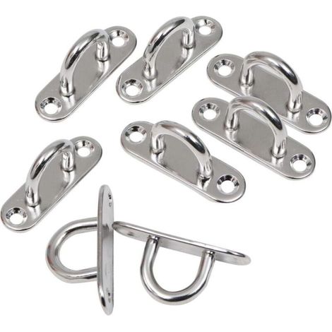 Staffa M8 in acciaio inox (confezione da 8) - Gancio di montaggio rettangolare a U resistente per parete o soffitto (80 x 26 mm) - Portata 200 kg - Anello di montaggio