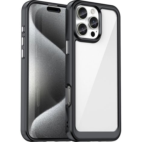 Custodia a tema spazio esterno con cornice in gel per iPhone 16 Pro - Nera (1/5)